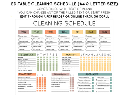 Editable Cleaning Chart Template