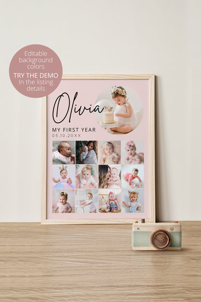 12 MONTH COLLAGE BABY POSTER