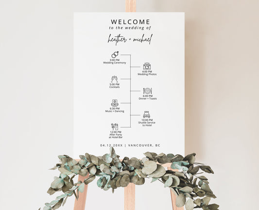 Minimalist Wedding Timeline Sign